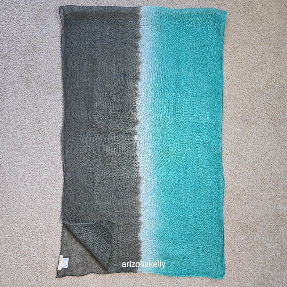 Eileen Fisher Accessories - Eileen Fisher Linen Scarf Gradient Ombre Bluish Green to Brownish Green